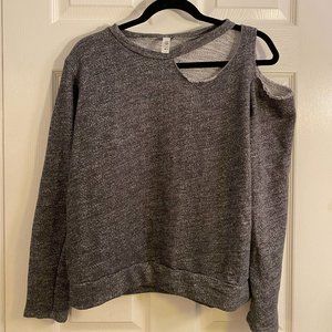 Assymetrical Open-Shoulder Crewneck